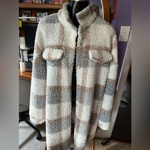 Cream colored plaid shacket